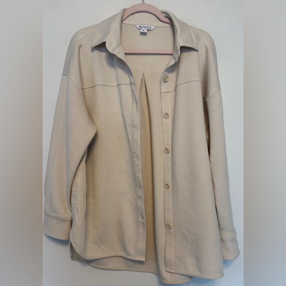 Athleta Beige Button-Down Shirt‎